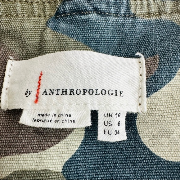 Anthropologie Size 6 Olive Camo Camouflage Overall Shorts Shortalls - Picture 12 of 14